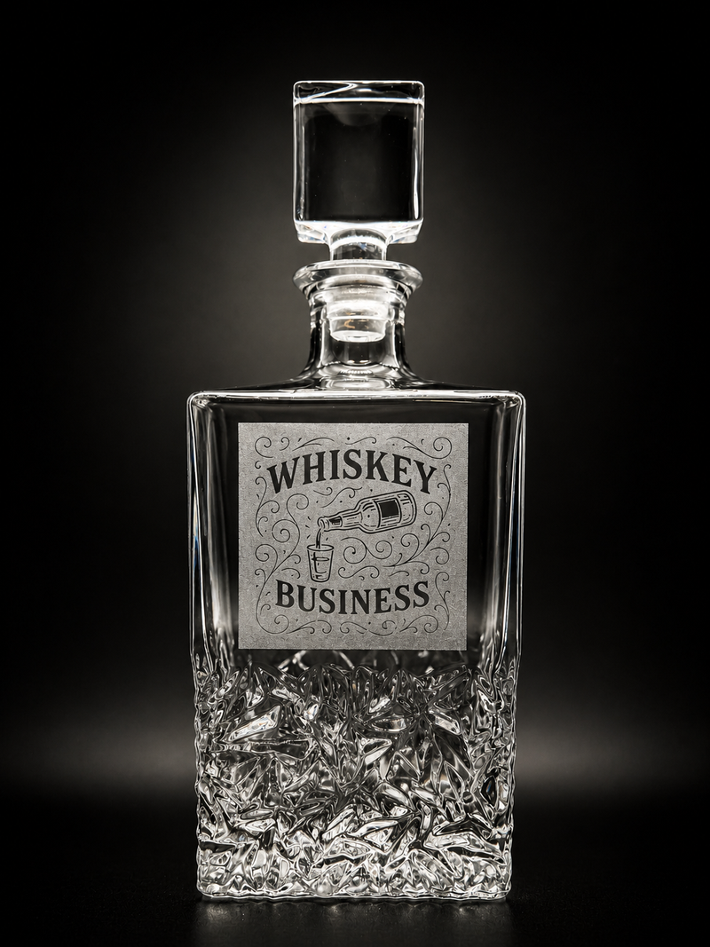 Engraved Whiskey Decanter – “Whiskey Business” Glass Decanter Gift