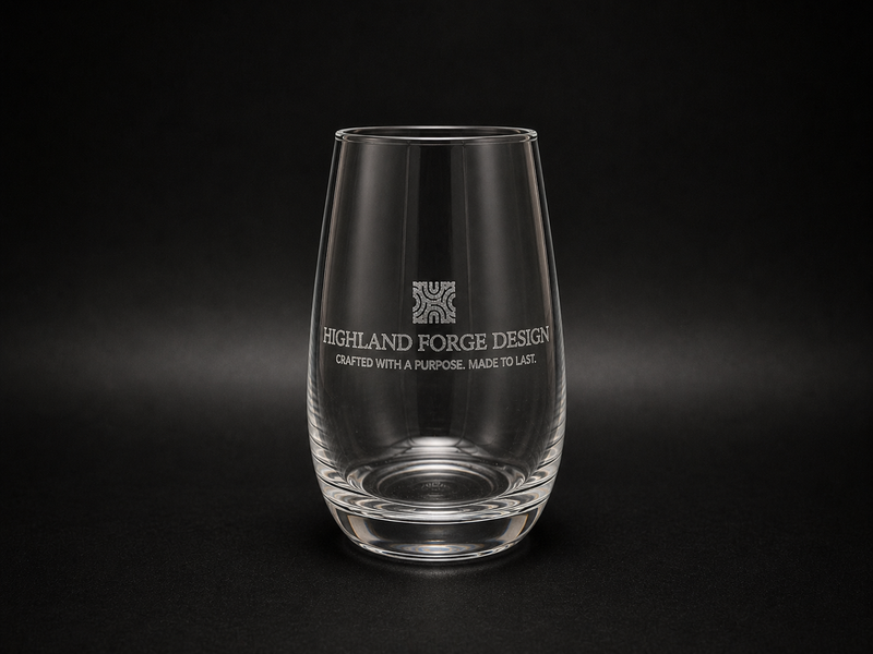 Personalized Laser Engraved Stemless Wine Glass · Custom Name Monogram ·