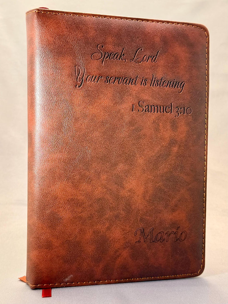 Custom Laser-Engraved Leather Journal: Personalized Name, Scripture, or your Quote