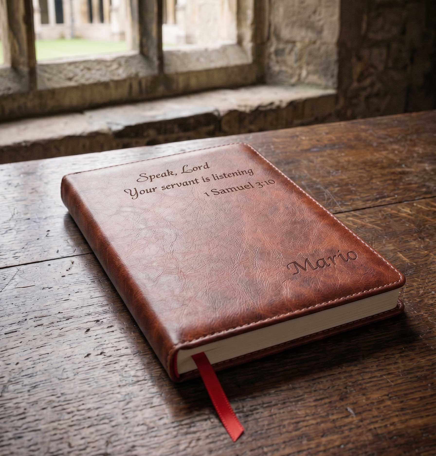 Custom Laser-Engraved Leather Journal: Personalized Name, Scripture, or your Quote