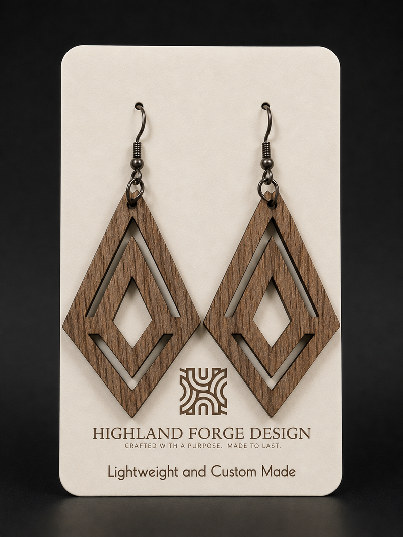 Laser Cut Wood Leaf Earrings · Handmade Botanical Dangle Earrings ·  Boho Gift for Her